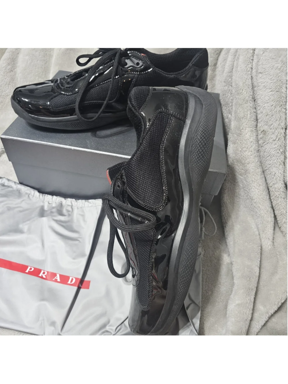 Men's Prada America's Cup Sneakers Black Red Size 13 with Dustbag